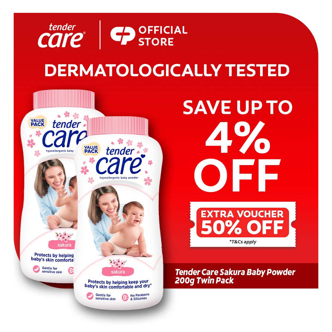 Tender Care Sakura Baby Powder - Hypoallergenic & Dermatologically Tested 200g x2
