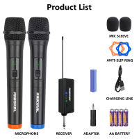 Wireless Microphone UHF Handheld 2 Rechargeable Mike Dynamic Mic Karaoke Microphone Mikecropone Wireless Work Range 50M / 164ft Recharge Battery Used for 5-6 Hours for Audio Mixer Speaker