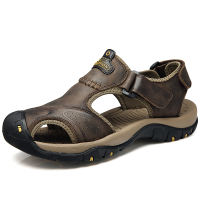 Summer Cowhide Sandals for Men Outdoor Sports Wading Climbing Beach Hiking Genuine Leather Sandal Lightweight Non-slip Shoes Adjustable Sandals