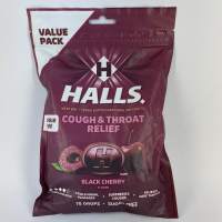 Halls Cough & Throat Relief BLACK CHERRY 70 Drops & HALLS  RELIEF SOULAGEMENT  Black Cherry Flavor NO SUGAR ADDED FROM CANADA 25 Lozenges