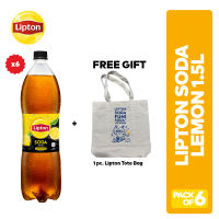 Lipton Soda Zero Sugar Ice Tea Lemon 1.5L PET Bottle - Pack of 6 - Get 1 FREE Tote Bag