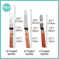 Straight & Angled Cake Icing Spatula w/ Wooden Handle Stainless Steel Frosting Smoother Bread Cream Scraper