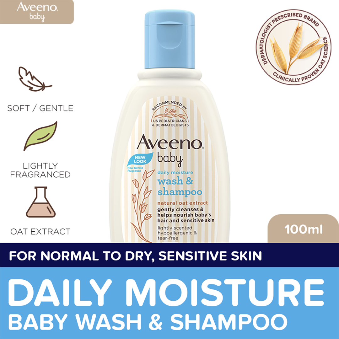 Aveeno Baby Daily Wash & Shampoo 100ml - Baby Essentials Baby Bath Baby Care Body Wash For Baby