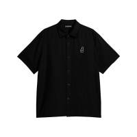 DGRAVE BASICS OG LOGO SOFTWEAVE LINEN BLACK BUTTON-DOWN POLO