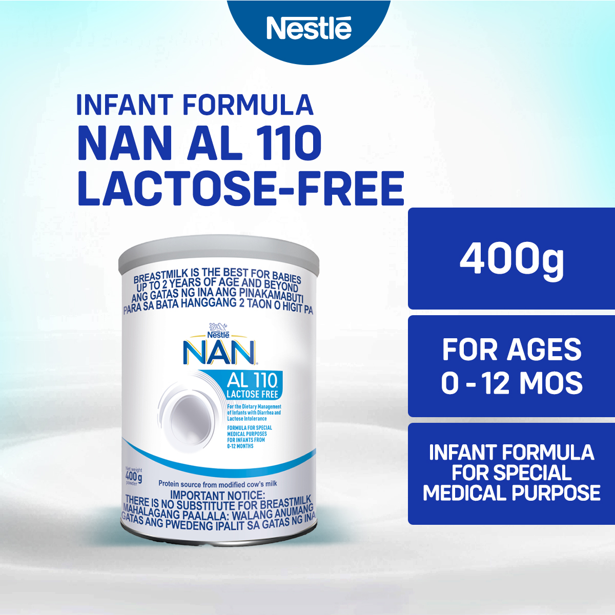 NAN AL 110 Lactose Free Infant Formula Milk Powder for 0-12 Months Old 400g