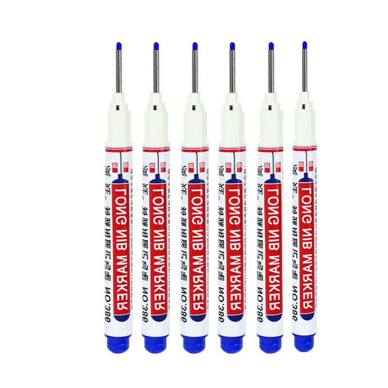 6Pcs/Set 20m Deep Hole Long Nib Head Markers For Metal Perforating Pen Waterproof Bathroom Woodworking Decoration Multi-Purpose