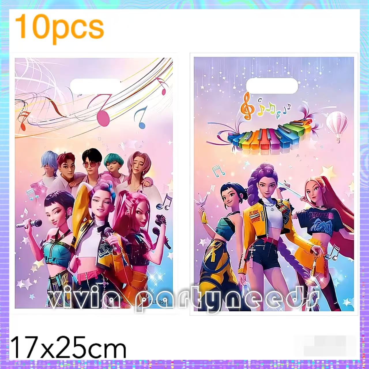 10pcs Loot Bag KPOP Demon Hunters Huntrix Saja Boys Plastic Party Gift Bags