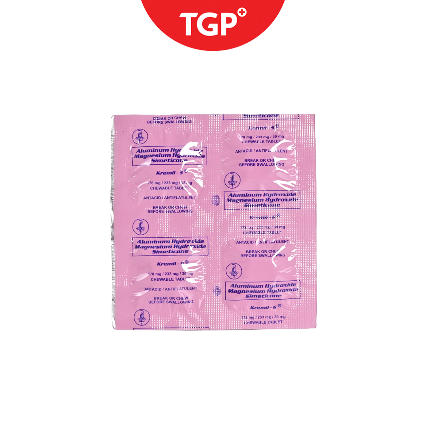 KREMIL‑S Aluminum Hydroxide + Magnesium Hydroxide + Simethicone Chewable Tablet