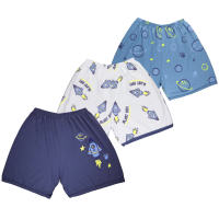 Teeter Totter 3-piece Boy 2 to 5 year olds Cotton Shorts (Space Pup) 3in1 pack