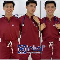 INTAL SCRUBSUIT 028 Elite MAPAGMALASAKIT Zip-Up Chino Collar Cargo 6 - Pocket Unisex Quality Scrubs