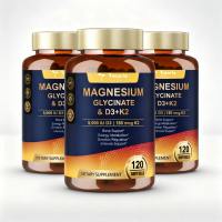 Totaria 9-in-1 Magnesium Glycinate 500mg with Vitamin D3 5000 IU & K2 Complex - High Absorption for Deep Sleep Stress Relief & Muscle Calm - Bone & Immune Support 120 Softgels
