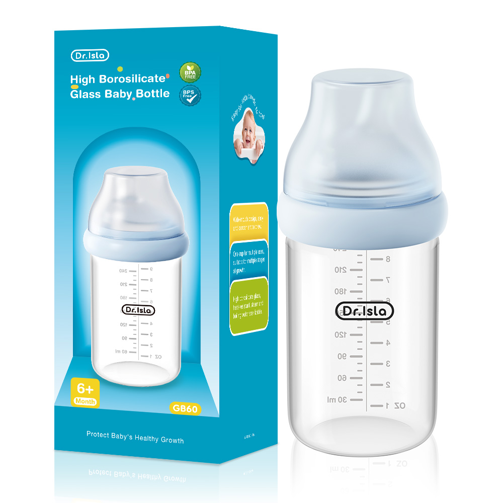 Dr.isla GB60 Baby Glass Feeding Bottle Wide Neck Anti-Colic90ml/160ml/240ml