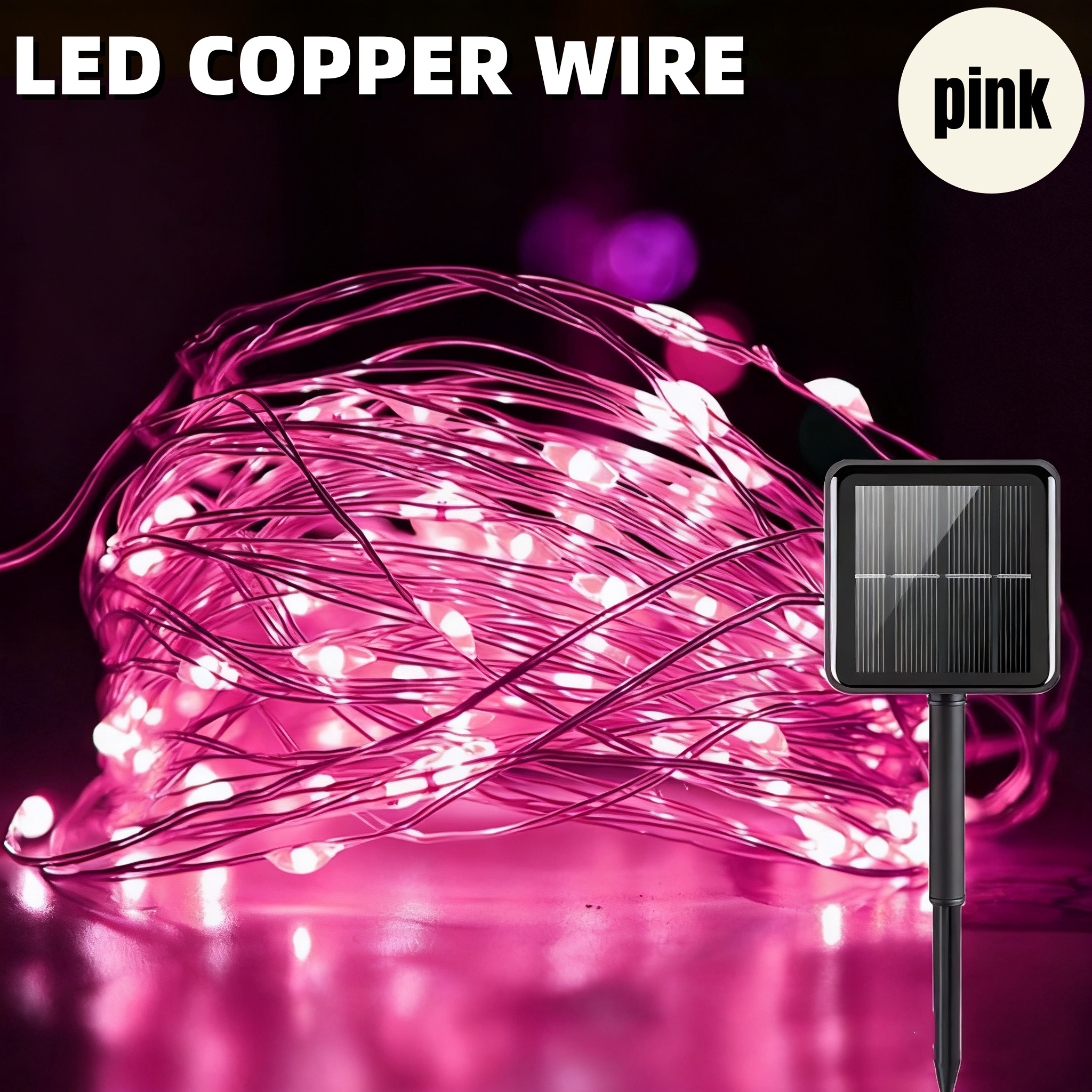 String lights outdoor solar fairy lights with battery waterproof power led copper wire 8 modes with solar panel for bedroom balcony patio garden camping christmas party wedding decorative ambient lights