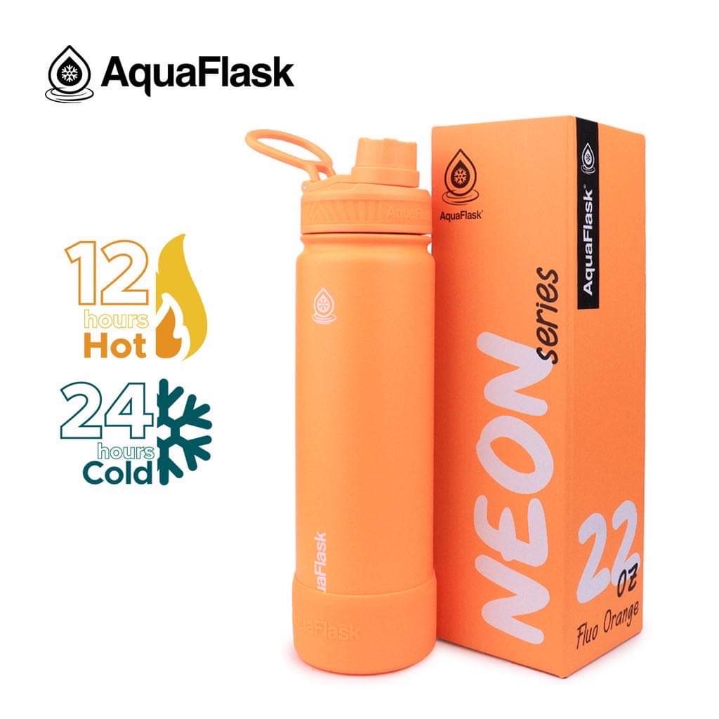 AQUAFLASK 22oz NEON SERIES WIDE MOUTH WITH VACUUM INSULATED STAINLESS STEEL DRINKING WATER FLASK