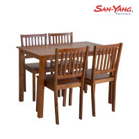 San-Yang Furniture Four Seater Dining Set Walnut 300184