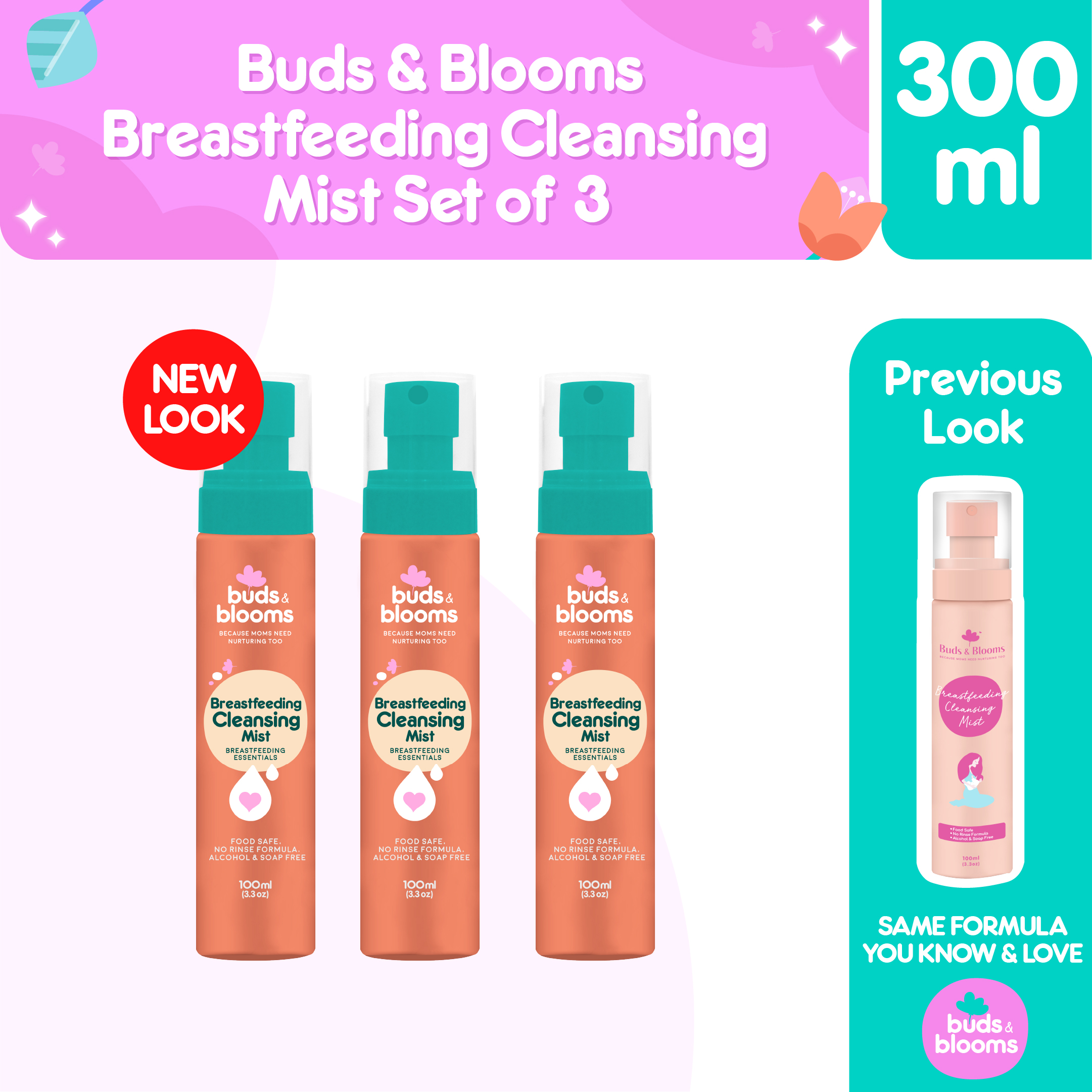 Buds & Blooms Breastfeeding Cleansing Mist Spray 100ml Set of 3