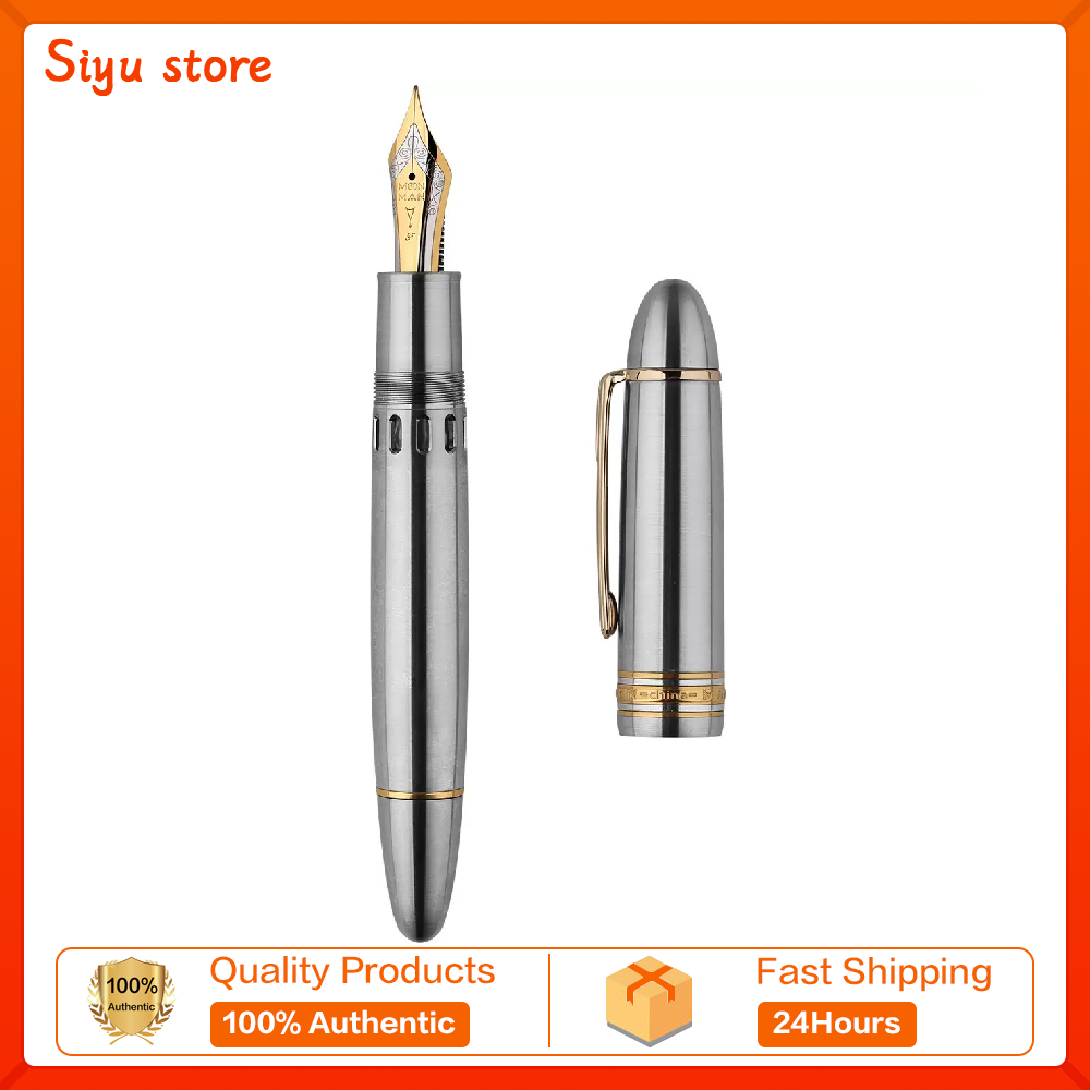 MAJOHN End Craftsman P141 Titanium Alloy Large Piston Pen Mens Hammer Edition 40 Type 8 Tip Gold Clip