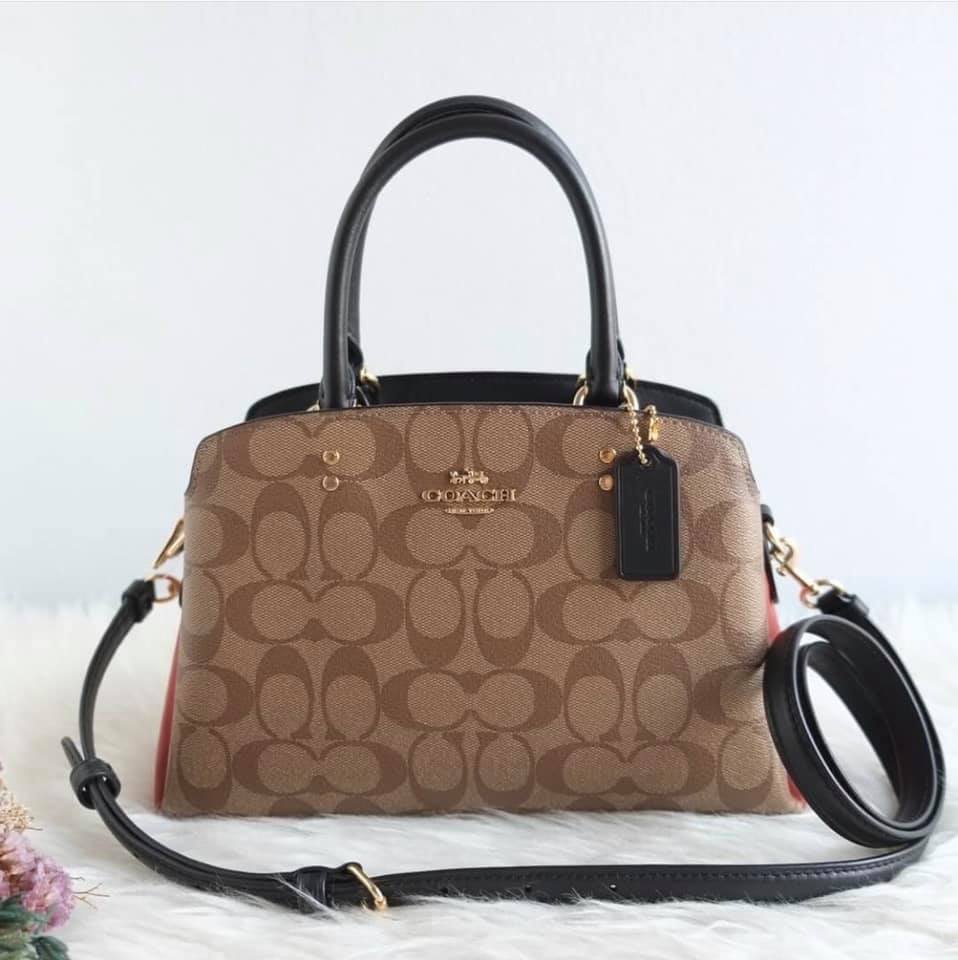 Authentic Coach 91016 Lillie Carryall in Khaki Colorblock Signature