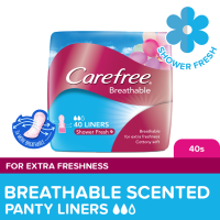 Carefree Breathable Panty Liners Flats 40s - Feminine Care Odor Control Absorb Discharge