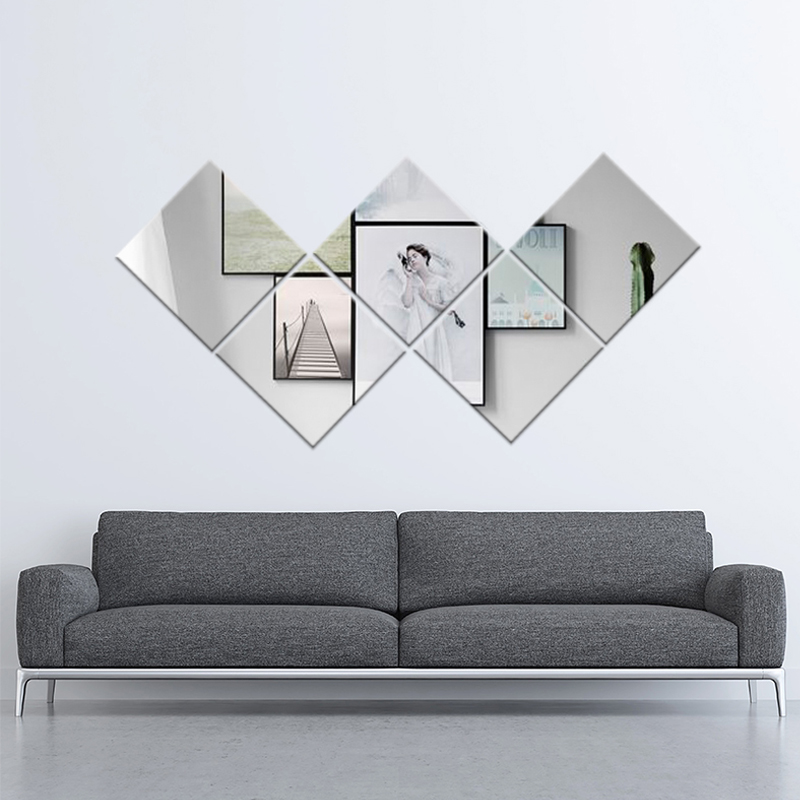 HD Full-Length Mirror Stitching Square Glass Mirror Whole Body Wall Pasted Mirror Sticker Wall Glass Self Adhesive DIY Mirror Suitable for Bathroom Living Room
