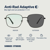 Sunnies Studios Anti-Rad Adaptive Eyewear Cole (Non-Graded Anti Radiation and Photochromic Eyeglasses for Men and Women)