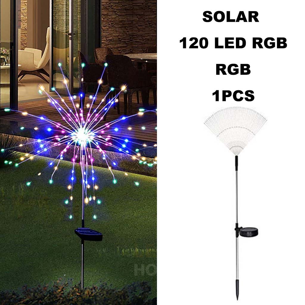 Solar Garden Lights Outdoor Waterproof LED Firework Lamps for Fowerbed Garden Home Tree Flower Xmas