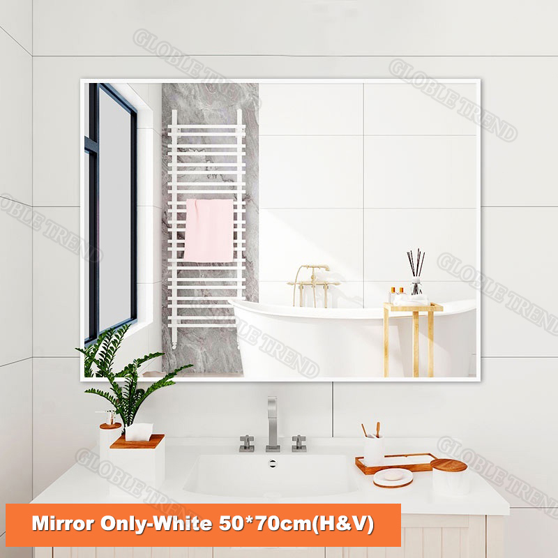 16/20 Inch Black Round Wall Mirror Bathroom Mirror Wall Mirror Decor No Punching Wall Mounted Circle Mirror Large Black Metal Frame Round Mirrors for Bathroom Living Room Bedroom and Dining Room