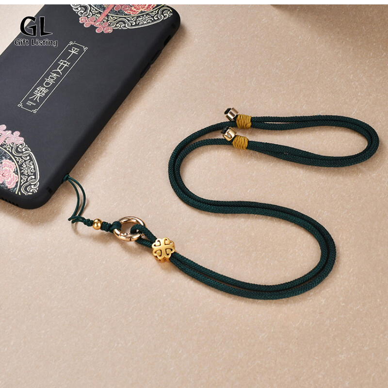 3MM Lucky Four Leaf Clover Mobile Phone Hanging Neck Rope Adjustable Anti Lost Rope