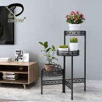 DBODHI Three-Layer Flower Shelf Modern Nordic Indoor Decoration Shelf Wrought Iron Flower Pot Multi-Layer Shelf