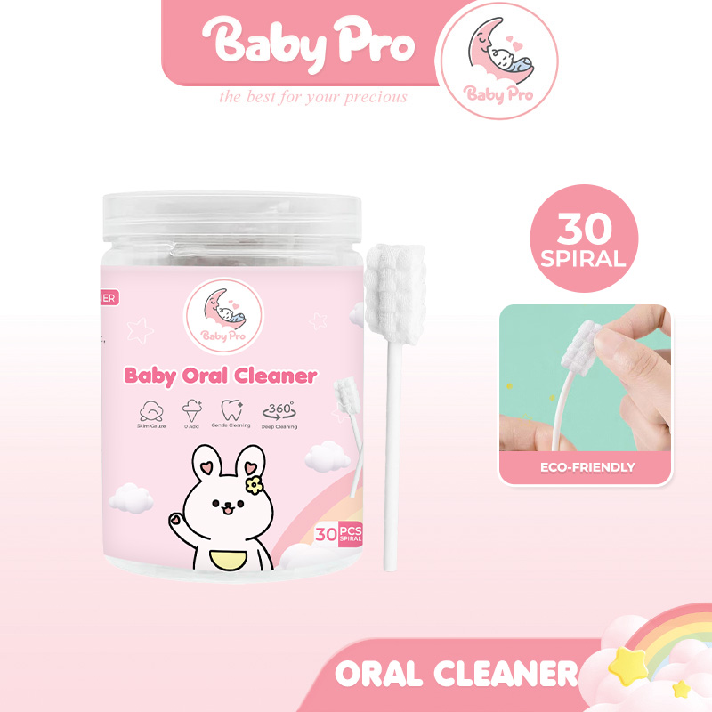 Baby Pro Oral Tongue Cleaner Disposable Mouth Cleaning Gauze Brush for Baby Spiral Eco-Friendly