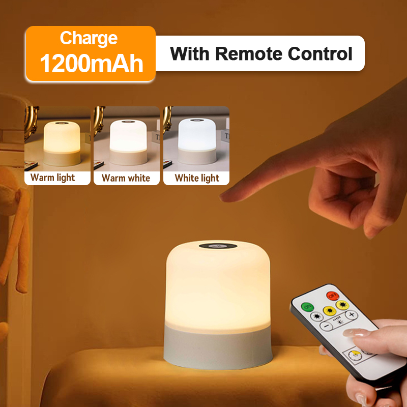 Dimmable Night Lamp Rechargeable Bedside Lampshade LED Touch Lights USB Dim Light Small Bedside Lamps