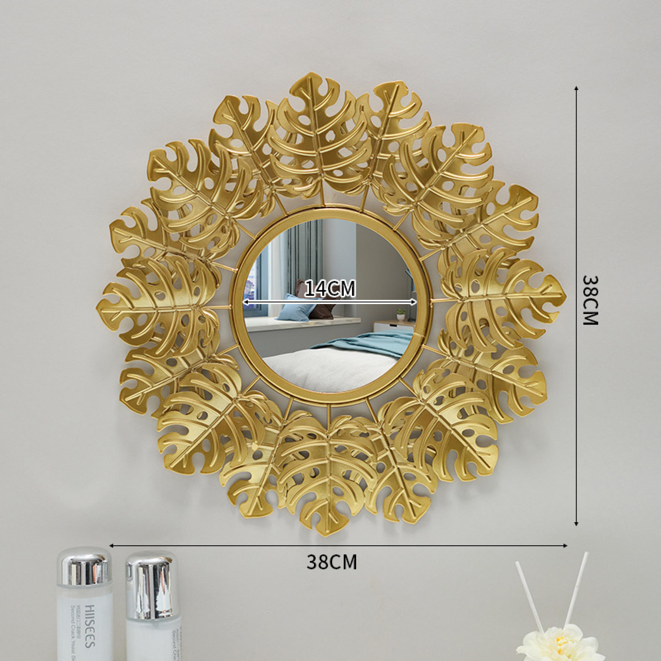 4 Styles European Modern Style Gold Decoration Mirror Wall Hanging Background Wall Mirror（Fragile products if damaged can apply for a refund）