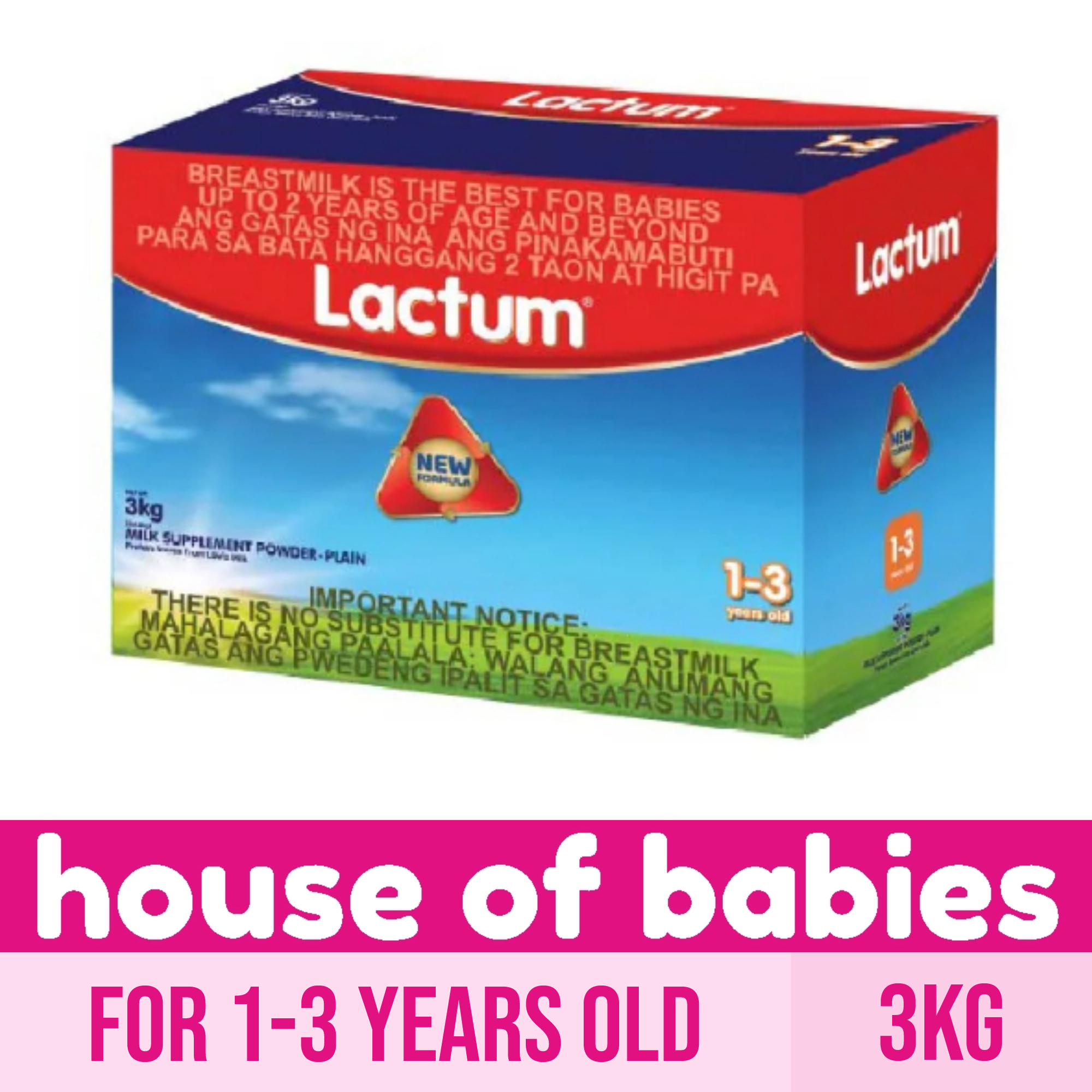 Lactum for 1-3 Years Old 3kg Plain Milk Supplement