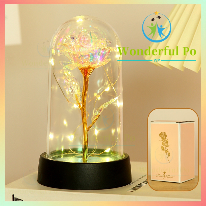 【With Box】Galaxy Rose Lamp Eternal Rose with Led Light in Dome Artificial Flower gift for Valentines Day Anniversary Christmas