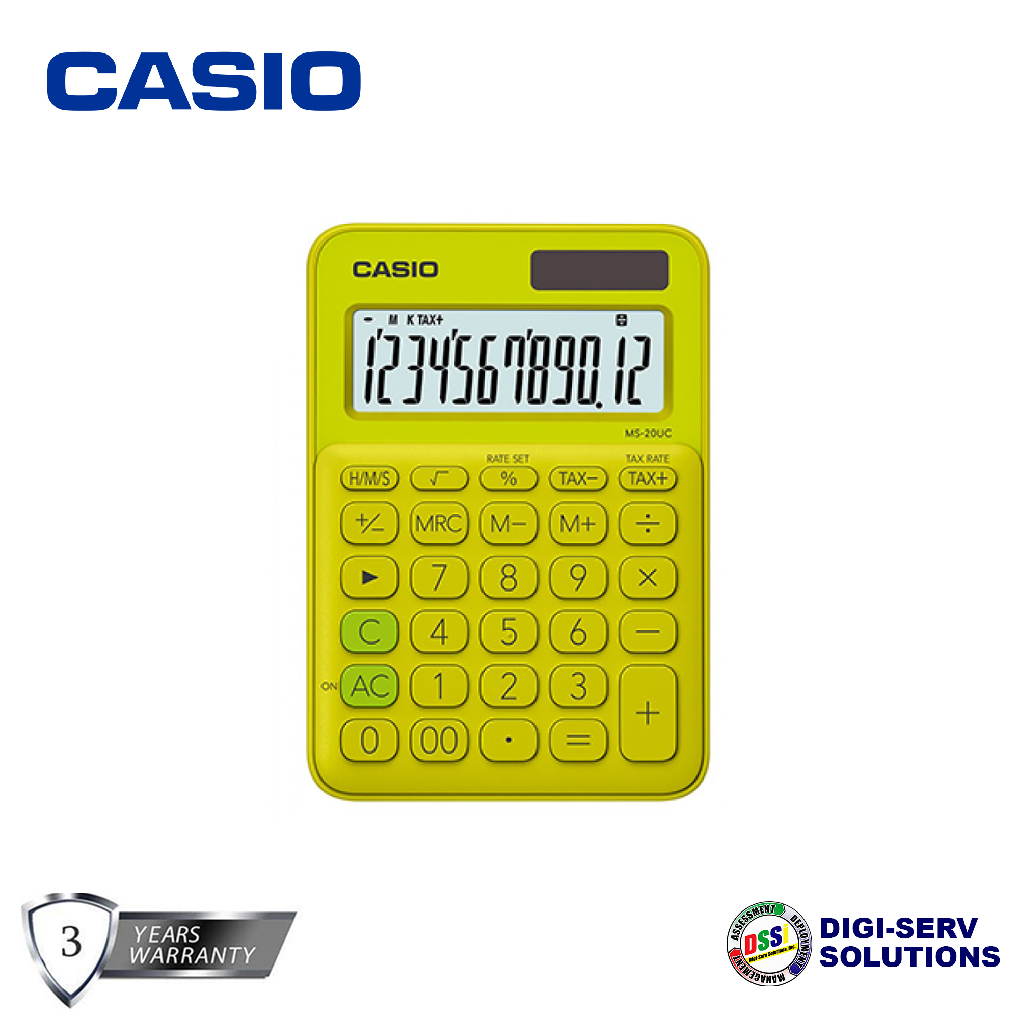 Casio MS-20UC-YG (Yellow Green/Lime Green) Mini Desk Type Calculator