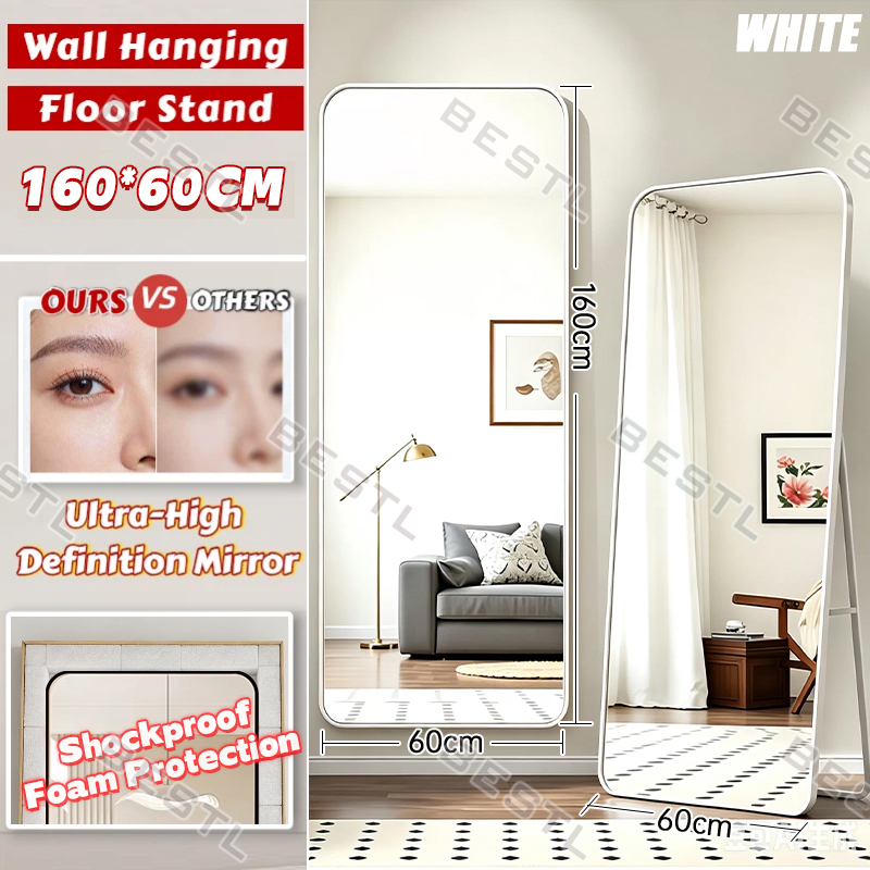 Velvet Square Mirror 170*70CM Mirror Full body Milk White/Brown/Pink Mirror With Stand Whole Body Wood Decor Glass Installation Wall Wooden Flannelette Frame wedding mirror