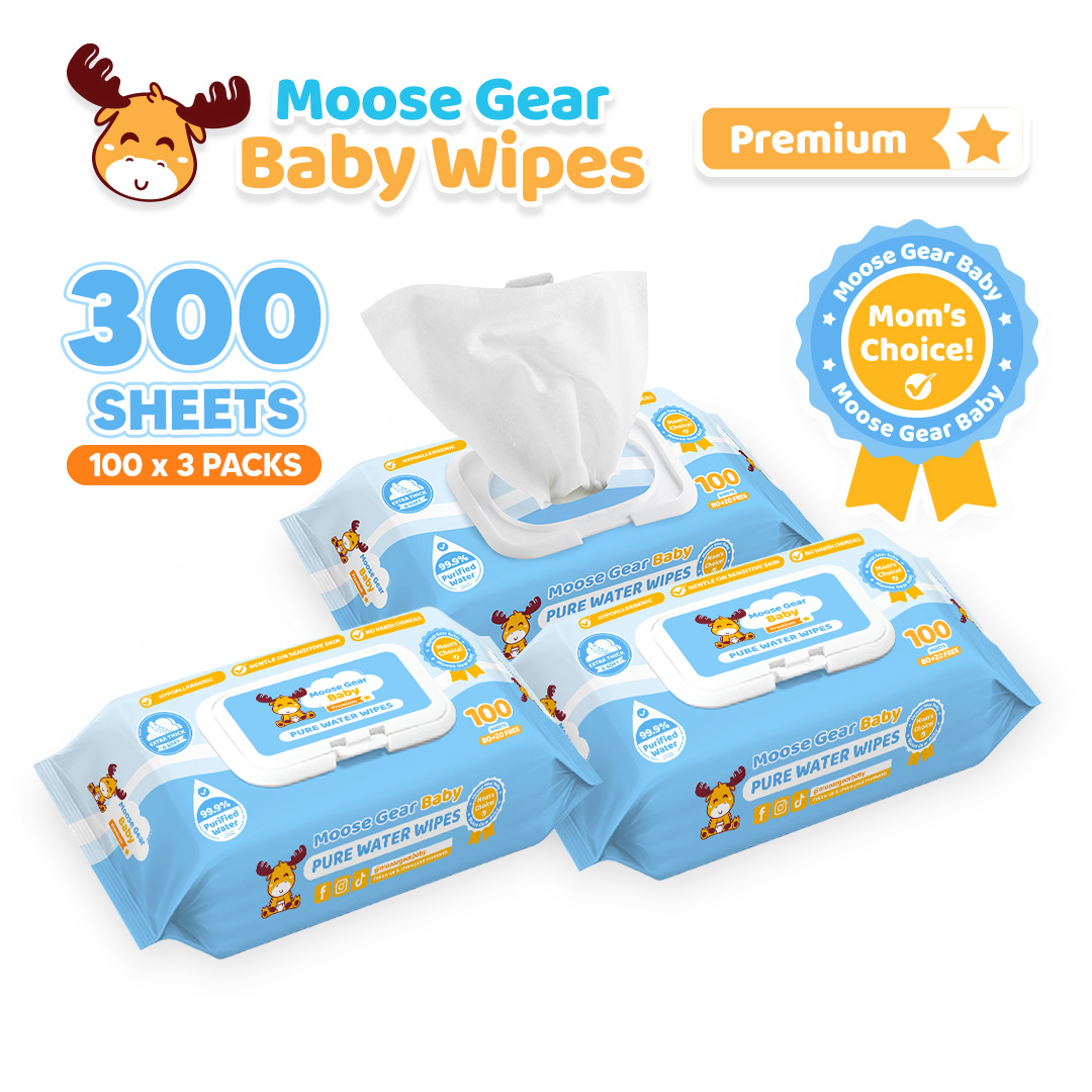 Moose Gear Baby Premium Pure Water Wipes 300s Hypoallergenic Extra thick & Soft