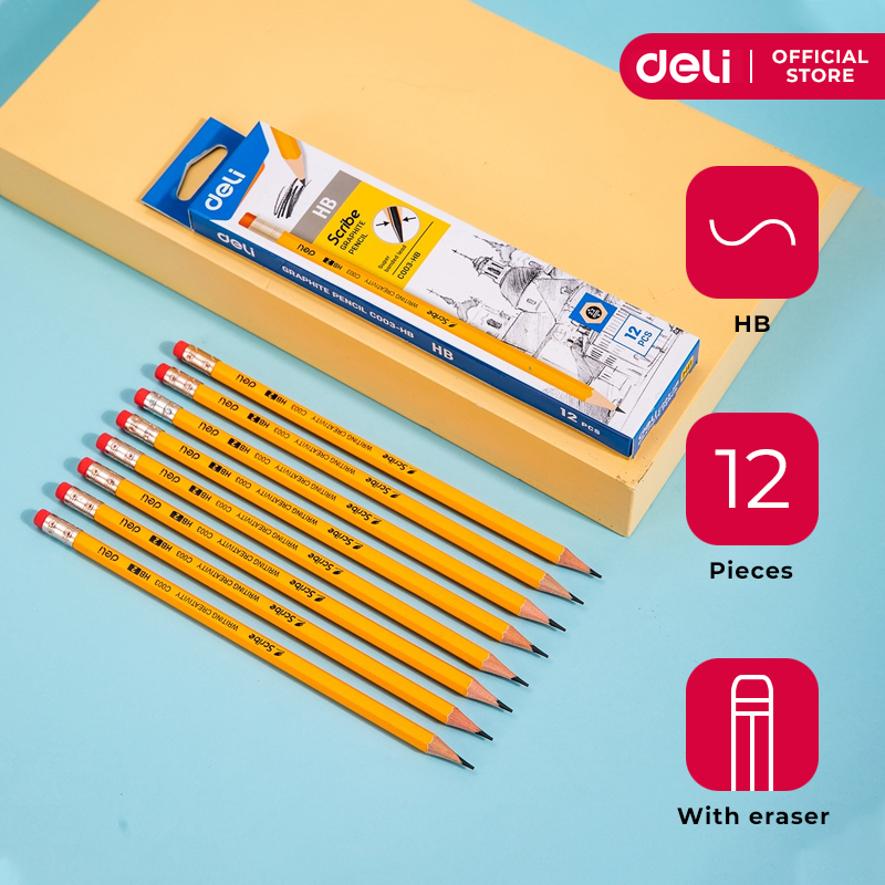Deli School Supplies- Scribe HB Graphite Pencil 12pcs/box EC003-HB