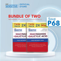 Dr. Sensitive Niacinamide + Salicylic Acid Face and Body Bar Soap Twin Pack 90g x 2