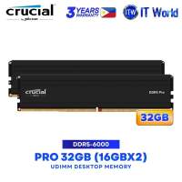 Crucial Pro 32GB (16GBx2) DDR5-6000 Dual Kit UDIMM Desktop Memory Black - CP2K16G60C48U5 itw