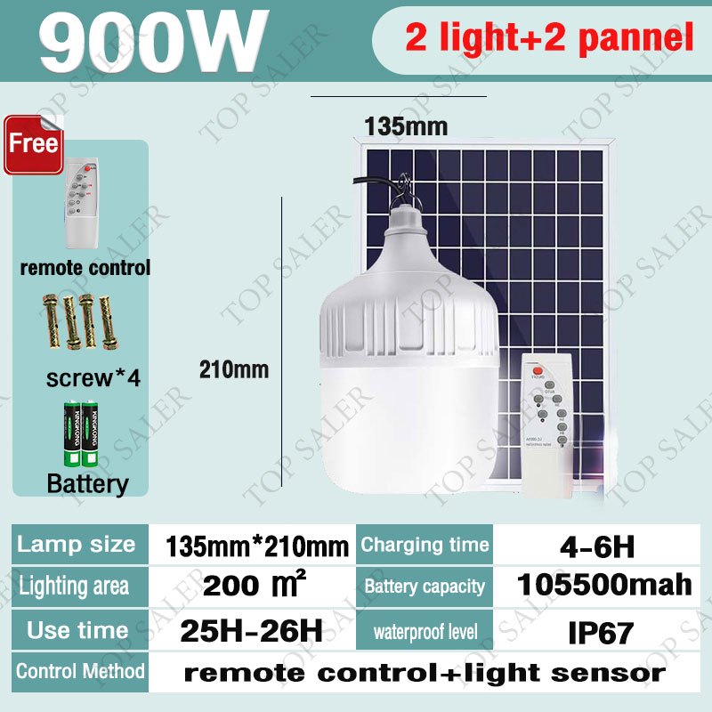 【Buy 1 Take 1】panda solar bulb light outdoor waterproof IP67 tricolor eye protection mosquito repellent original lamp 1200W 900W 600W 400W 200W 150W indoor house light strip panel outdoor waterproof IP67 camping lighting street lights 30 year warranty COD