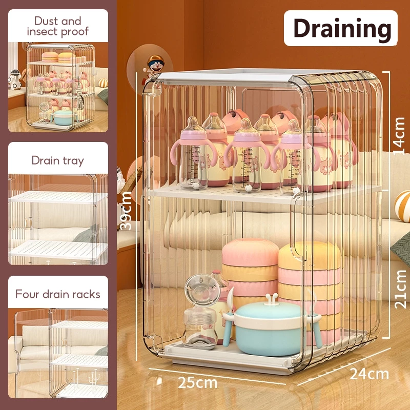 Luxurious Baby Cutlery Storage Box Dust-proof Insect-proof Height adjustable Baby Bottle Food Tools