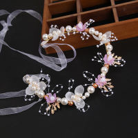 beautyburstph Pearl Hair Band Super Fairy Leaves Flowers Garland Bridal Sweet Wedding Dress Children Headwear