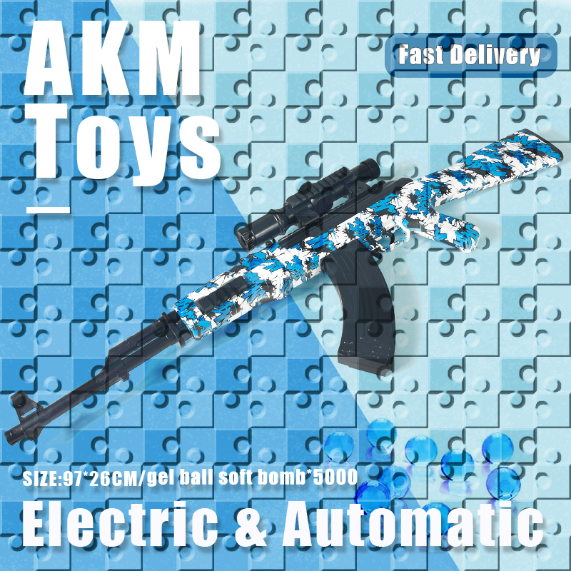 Gel Blaster AKM Paintball Electric Orbeez Mainan dengan Gogal untuk Dewasa Hadiah Boleh Dicas Semula Percikan Automatik Elektrik