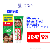 Closeup Gel Toothpaste with Antibacterial Zinc Menthol Fresh 173g Twin Pack