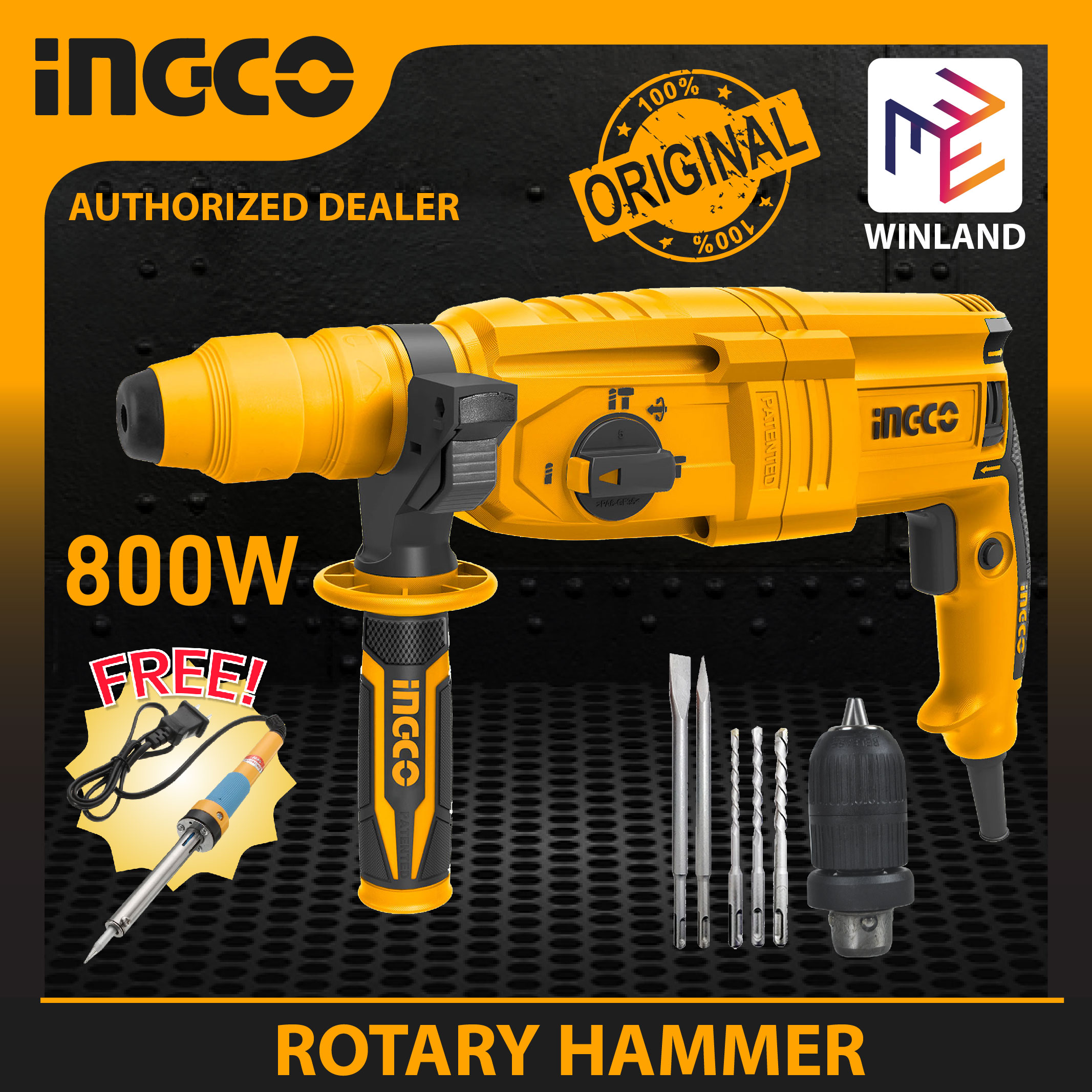 INGCO Original Rotary Hammer 800watts RGH90282 with FREE Soldering