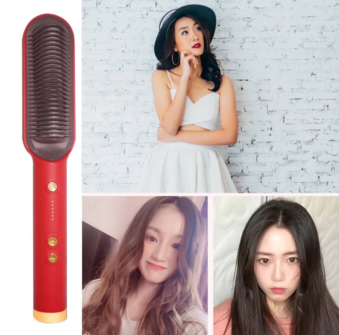 [BEST 2020 HIGH QUALITY] Professional Electric Hair Straightener ASL909 Brush Heated Comb