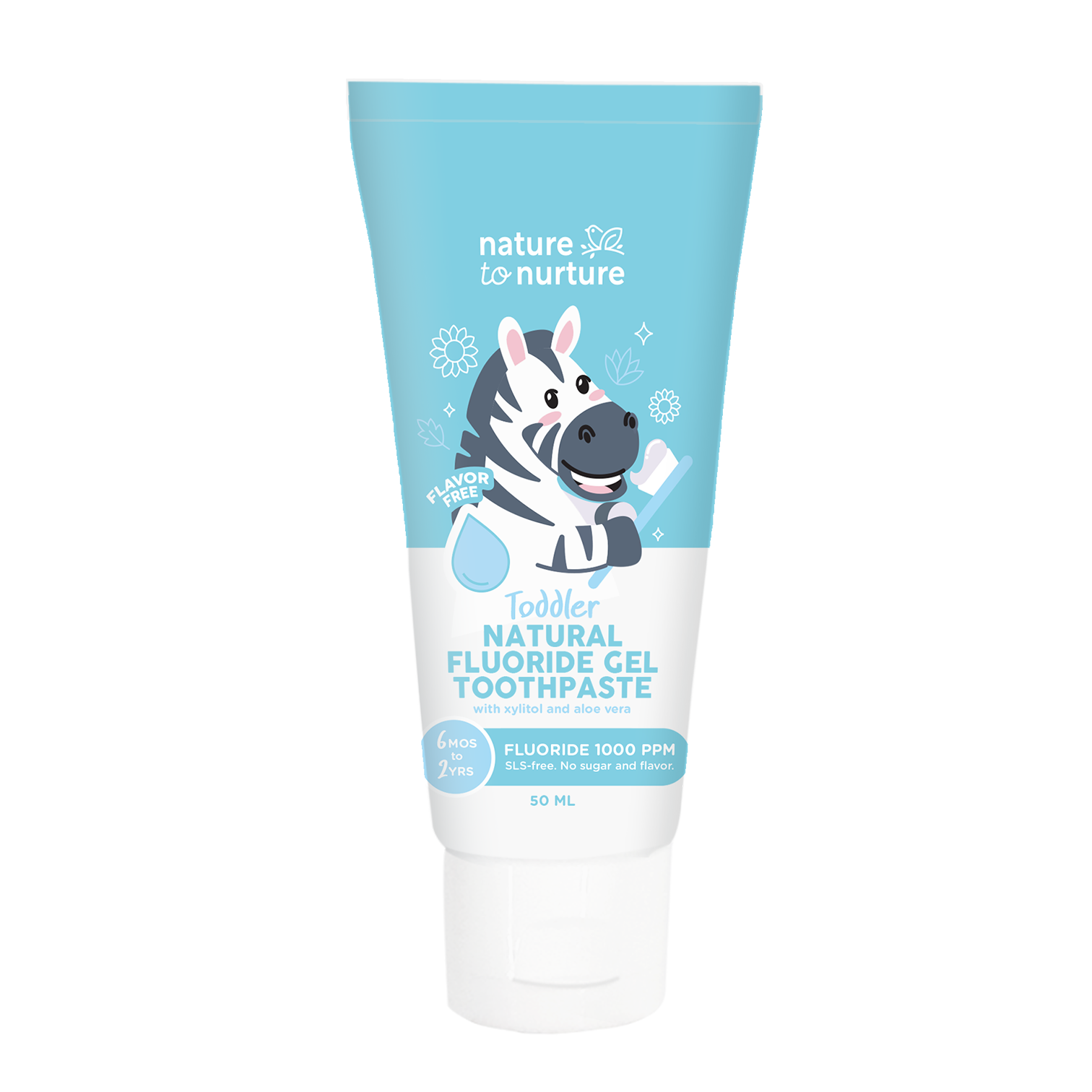 Nature to Nurture Toddler Fluoride Training Gel Toothpaste (6-24 mos) | Safe to Swallow for Babies | Flavor-Free
