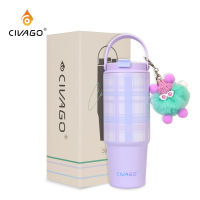CIVAGO ( 30oz/900ml ) Straw Insulated Mug Girls 316 Stainless Steel Large Capacity Mug Car Carrying Cups