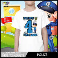 Police Birthday Theme Number Shirt 12345678910 For Kids to Adults Unisex